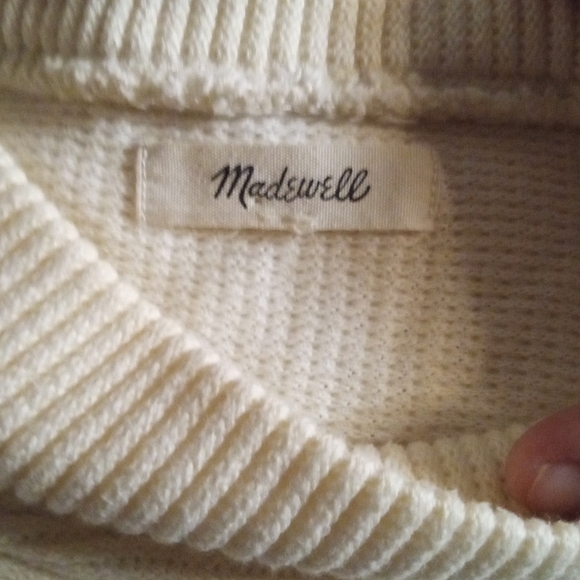 Madewell Antique Cream Beer Funnel Neck Chunky Knit Women Sweater Large - Picture 10 of 12